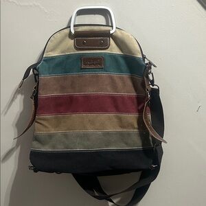 Multicolor Striped Canvas Backpack for Men